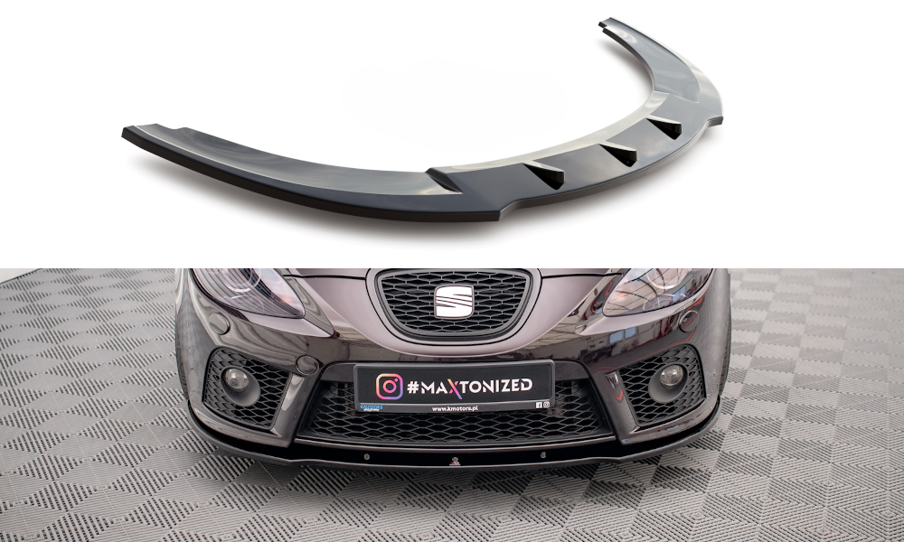 Street+ Spoilerlippe Front Ansatz passend für SEAT LEON MK2 CUPRA FR (vor Facelift) schwarz Hochglanz – Ansicht 2