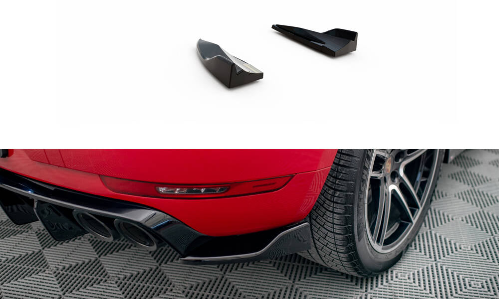 Heck Ansatz Flaps Diffusor V.2 passend für Porsche Macan Mk1  schwarz Hochglanz – Ansicht 2