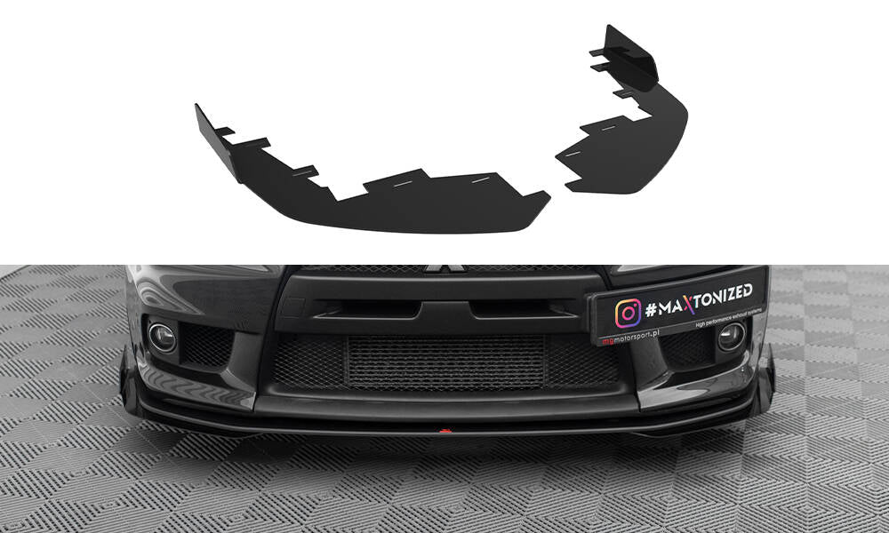 Front Stoßstange Flaps passend für Mitsubishi Lancer EVO X schwarz Hochglanz – Ansicht 2