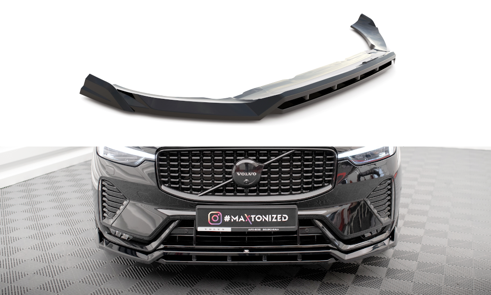 Street+ Spoilerlippe Front Ansatz passend für Volvo XC60 R-Design Mk2 Facelift schwarz Hochglanz – Ansicht 2