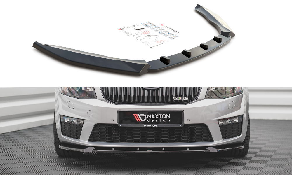 Street+ Spoilerlippe Front Ansatz V.3 passend für Skoda Octavia RS Mk3 schwarz Hochglanz – Ansicht 2