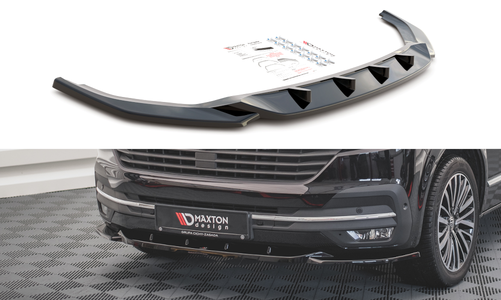 Street+ Spoilerlippe Front Ansatz V.2 passend für VW T6.1  schwarz Hochglanz – Ansicht 2