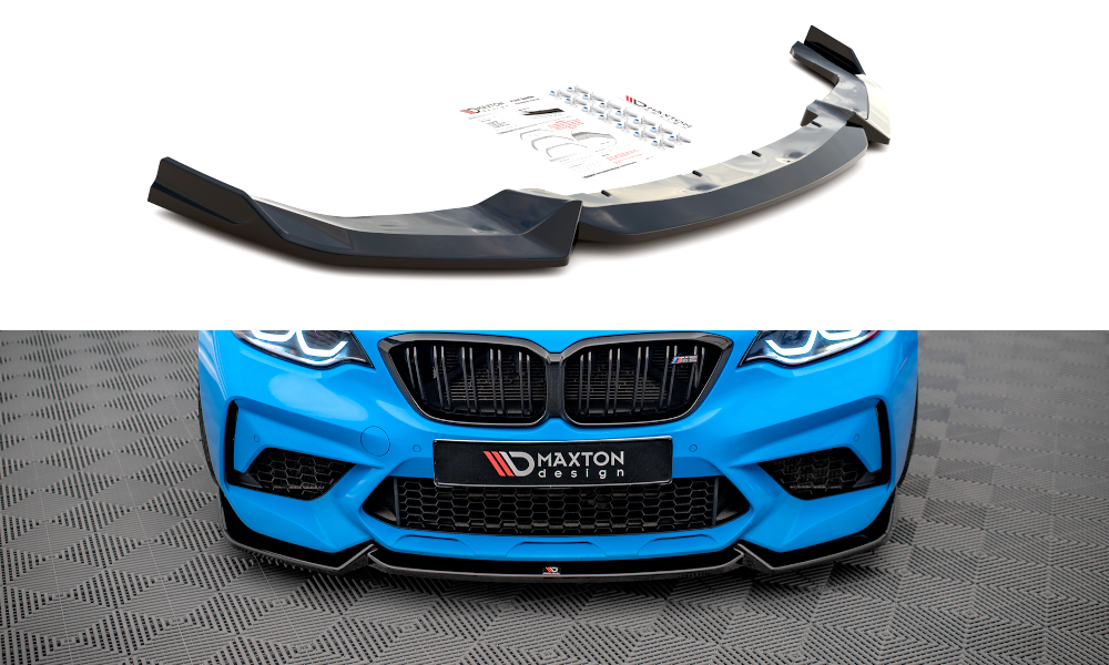 Street+ Spoilerlippe Front Ansatz V.2 passend für BMW M2 Competition F87 schwarz Hochglanz – Ansicht 2