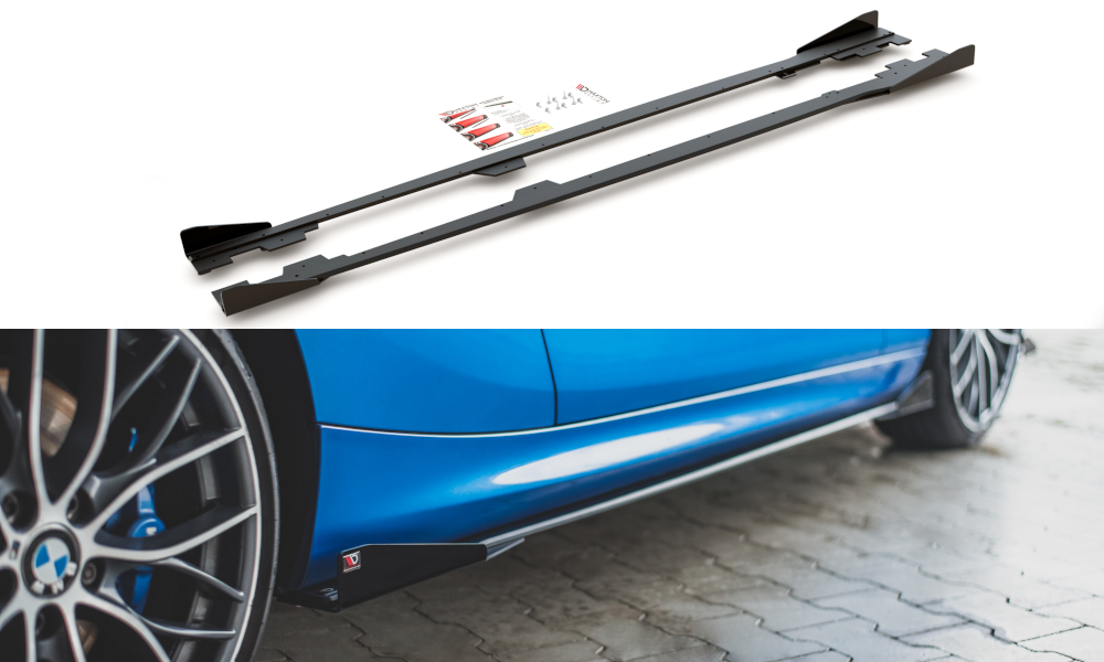 Street Pro Street+ Seitenschweller Leisten + Flaps passend für BMW 1er F21 M135i / M140i / M-Paket schwarz Hochglanz – Ansicht 2