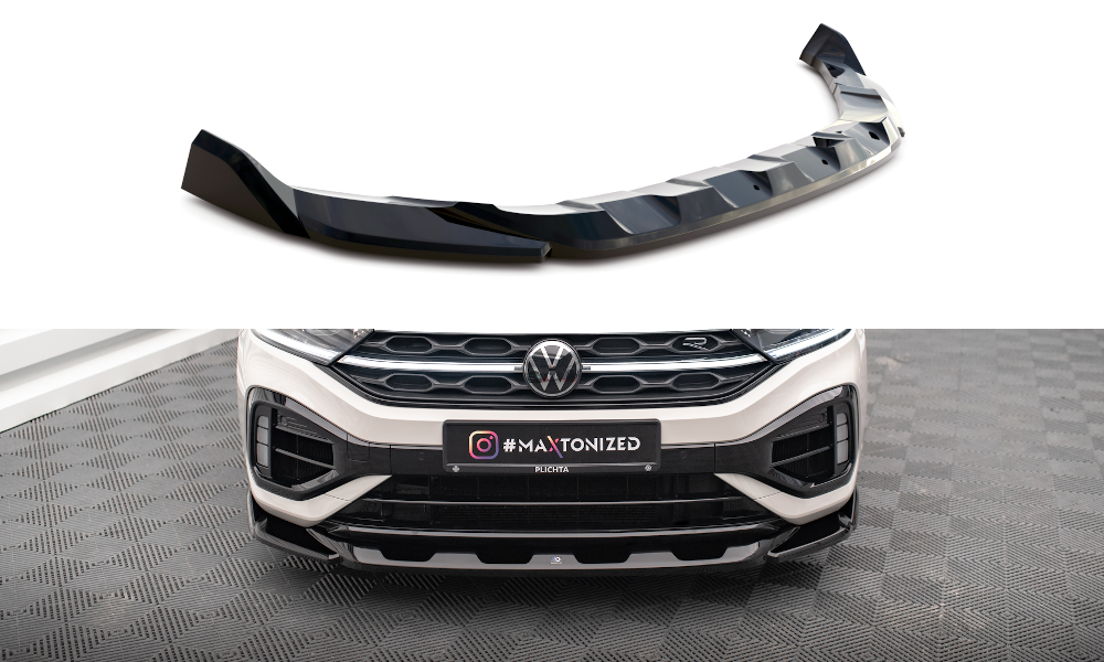 Street+ Spoilerlippe Front Ansatz V.2 passend für VW T-Roc R / R-Line Mk1 Facelift schwarz Hochglanz – Ansicht 2