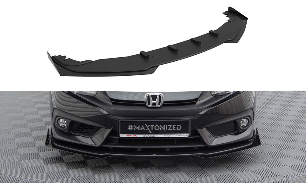 Street Pro Street+ Spoilerlippe Front Ansatz + Flaps passend für Honda Civic Limousine Mk10 schwarz Hochglanz – Ansicht 2