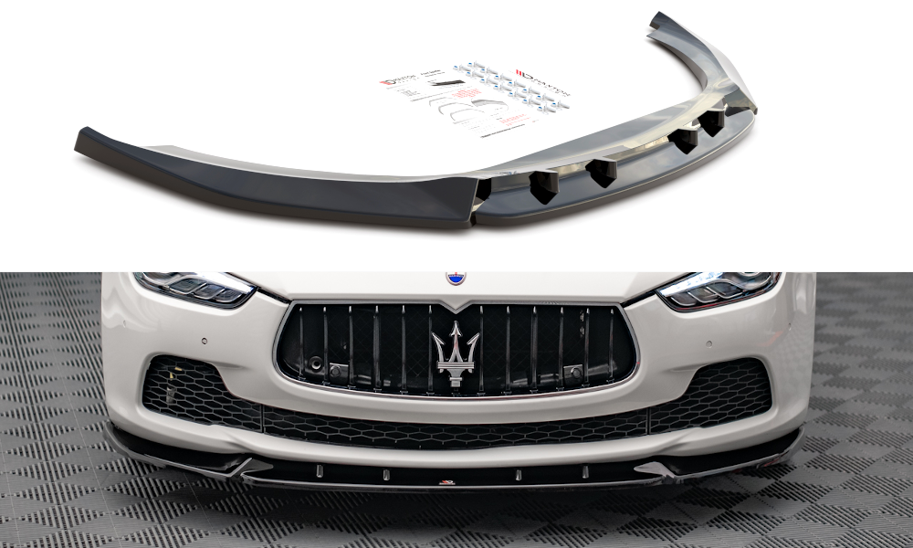 Street+ Spoilerlippe Front Ansatz V.2 passend für Maserati Ghibli Mk3 schwarz Hochglanz – Ansicht 2