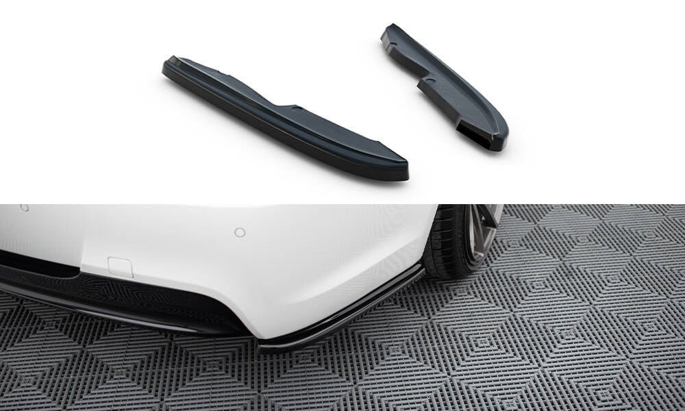 Heck Ansatz Flaps Diffusor passend für BMW 3er E90 M Paket schwarz Hochglanz – Ansicht 2