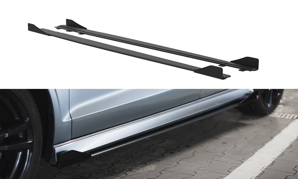 Street Pro Street+ Seitenschweller Leisten + Flaps passend für Audi S3 / A3 S-Line Limousine 8V schwarz Hochglanz – Ansicht 2