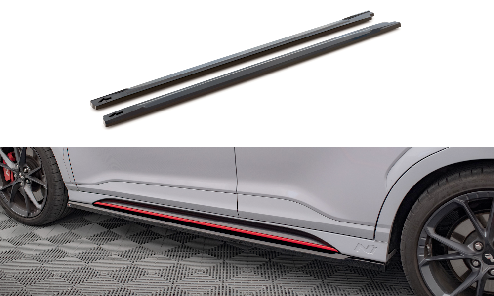 Street+ Seitenschweller Leisten passend für V.1 passend für Hyundai Kona N Mk1 schwarz Hochglanz – Ansicht 2