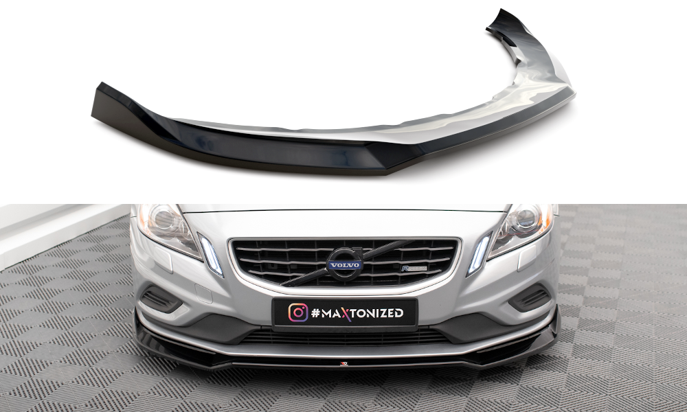 Street+ Spoilerlippe Front Ansatz V.2 passend für Volvo S60 R-Design Mk2 schwarz Hochglanz – Ansicht 2