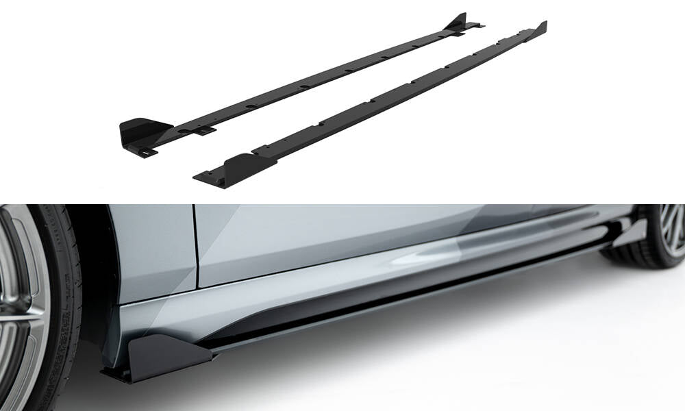 Street Pro Street+ Seitenschweller Leisten + Flaps passend für BMW 2 M-Paket / M235i Gran Coupe  F74 schwarz Hochglanz – Ansicht 2