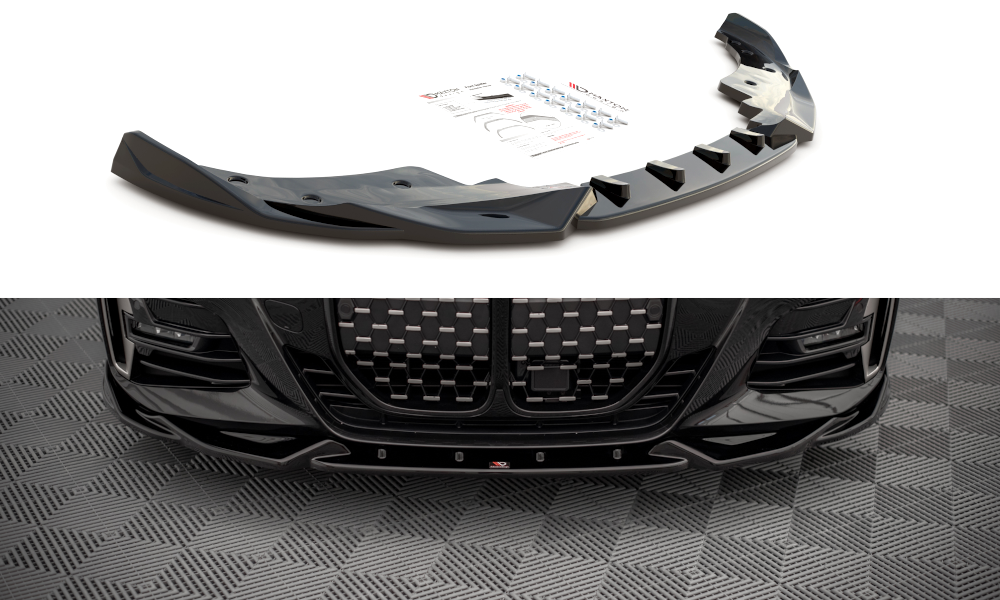 Street+ Spoilerlippe Front Ansatz V.2 passend für BMW 4er M-Paket / M440i G22 / G23 / G22 Facelift / G23 Facelift schwarz Hochglanz – Ansicht 2