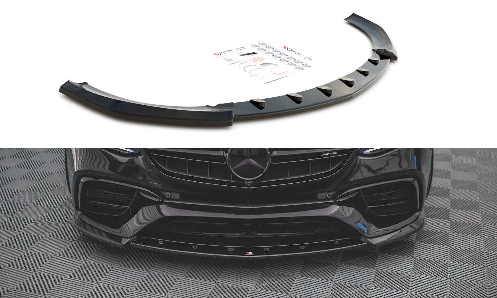 Street+ Spoilerlippe Front Ansatz V.3 passend für Mercedes-Benz E63 AMG Kombi/Limousine S213/W213 schwarz Hochglanz – Ansicht 2