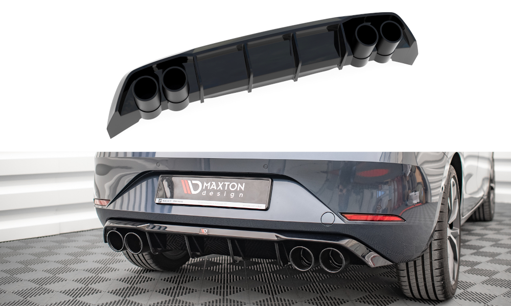 Diffusor Heck Ansatz + Endrohre passend für Seat Leon FR Hatchback Mk4 – Ansicht 2