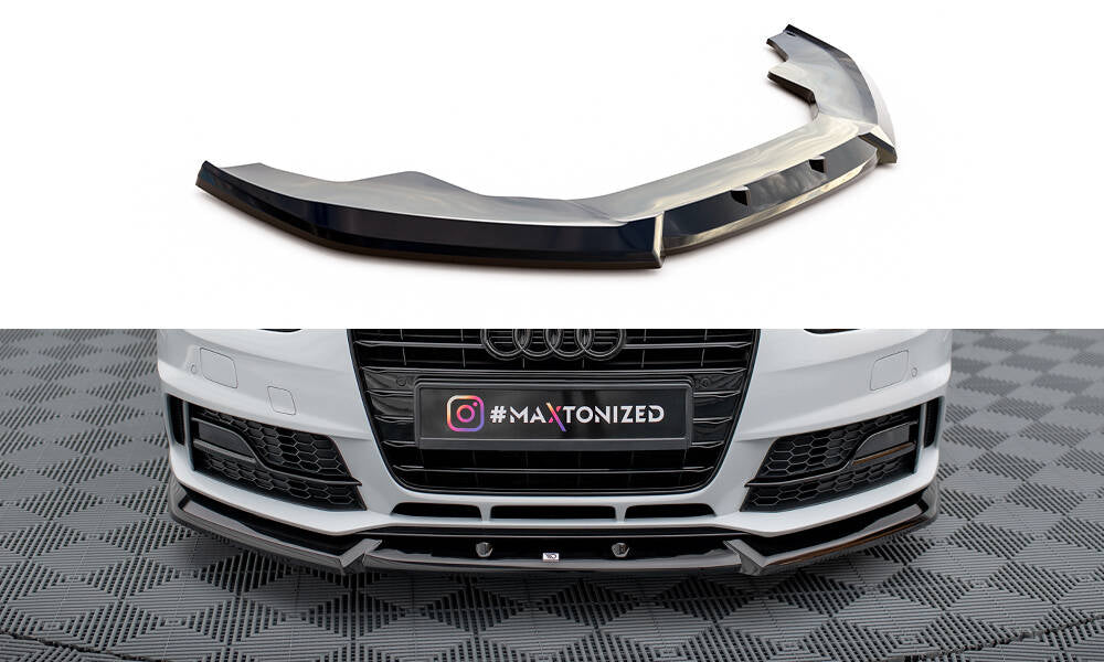 Street+ Spoilerlippe Front Ansatz V.1 passend für Audi A4 Competition B8 Facelift schwarz Hochglanz – Ansicht 2