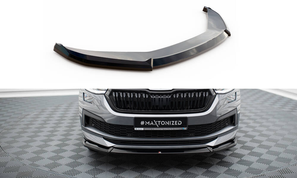 Street+ Spoilerlippe Front Ansatz V.1 passend für Skoda Kodiaq Sportline Mk1 Facelift schwarz Hochglanz – Ansicht 2