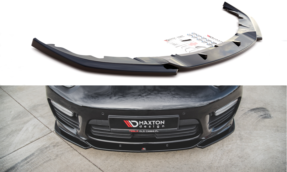 Street+ Spoilerlippe Front Ansatz V.2 passend für Porsche Panamera Turbo 970 Facelift schwarz Hochglanz – Ansicht 2