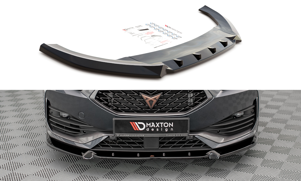 Street+ Spoilerlippe Front Ansatz V.1 passend für Cupra Leon Mk1 schwarz Hochglanz – Ansicht 2