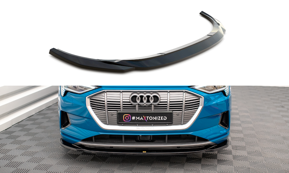 Street+ Spoilerlippe Front Ansatz V.1 passend für Audi e-tron schwarz Hochglanz – Ansicht 2