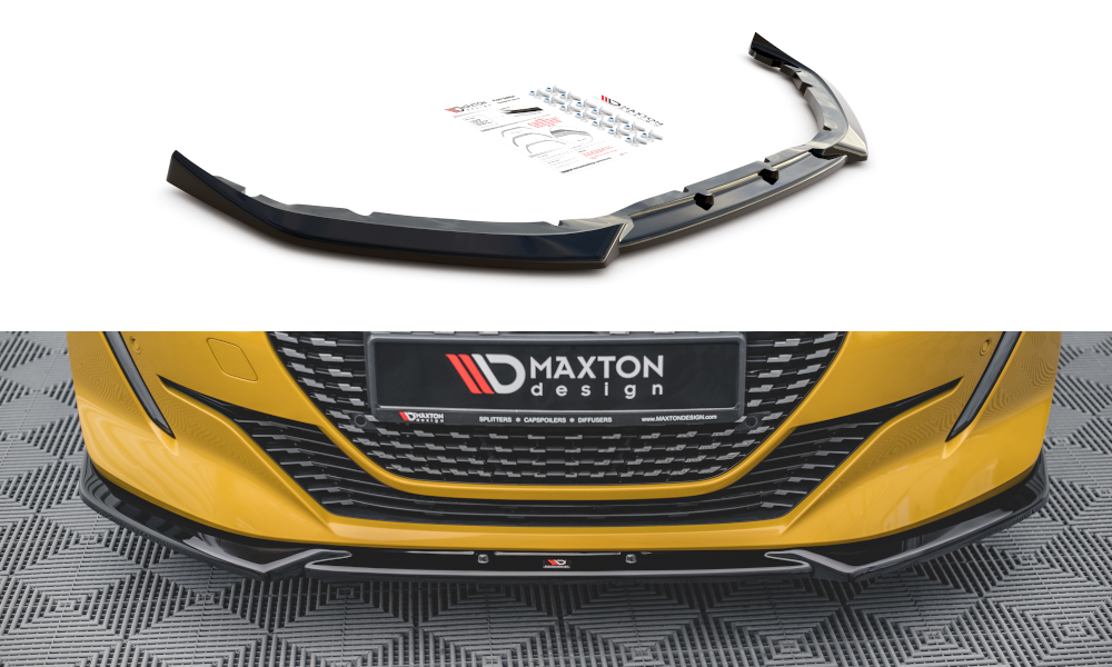 Street+ Spoilerlippe Front Ansatz V.2 passend für Peugeot 208 Mk2 schwarz Hochglanz – Ansicht 2
