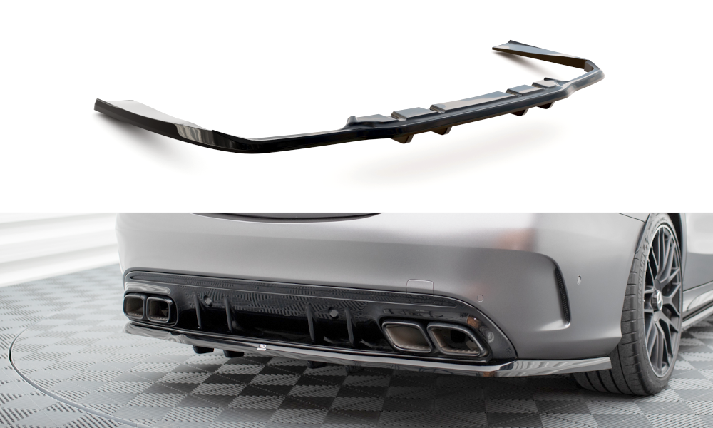 Street+ Mittlerer Diffusor RACE passend für Mercedes-AMG C63 Limousine / Kombi W205 Facelift schwarz Hochglanz – Ansicht 2
