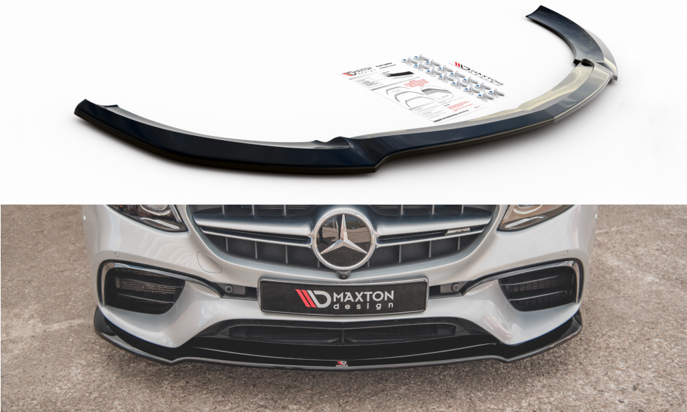 Street+ Spoilerlippe Front Ansatz V.1 passend für Mercedes-Benz E63 AMG Kombi/Limousine S213/W213 schwarz Hochglanz – Ansicht 2