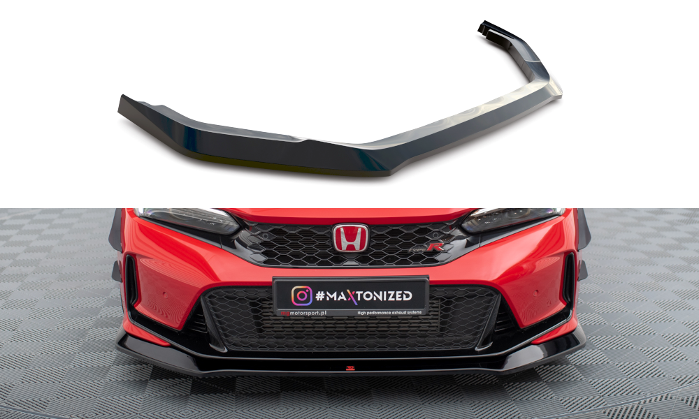 Street+ Spoilerlippe Front Ansatz V.1 passend für Honda Civic Type-R Mk 11 schwarz Hochglanz – Ansicht 2