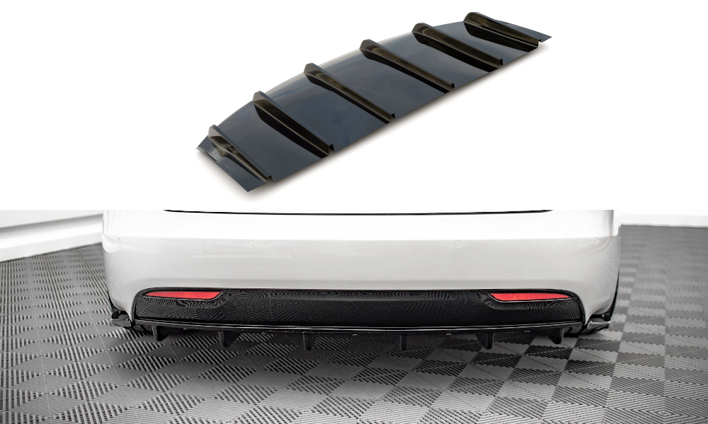 Diffusor Heck Ansatz passend für Tesla Model S Facelift schwarz Hochglanz – Ansicht 2