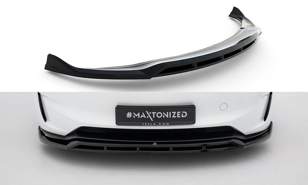 Street+ Spoilerlippe Front Ansatz V.1 passend für Tesla Model 3 Performance Mk1 Facelift schwarz Hochglanz – Ansicht 2