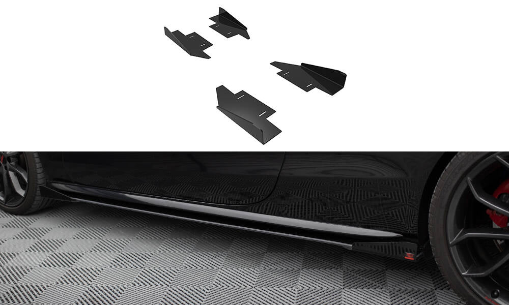 Seitenschweller Flaps passend für Audi A5 / A5 S-Line / S5 Coupe / Cabrio 8T / 8T Facelift schwarz Hochglanz – Ansicht 2