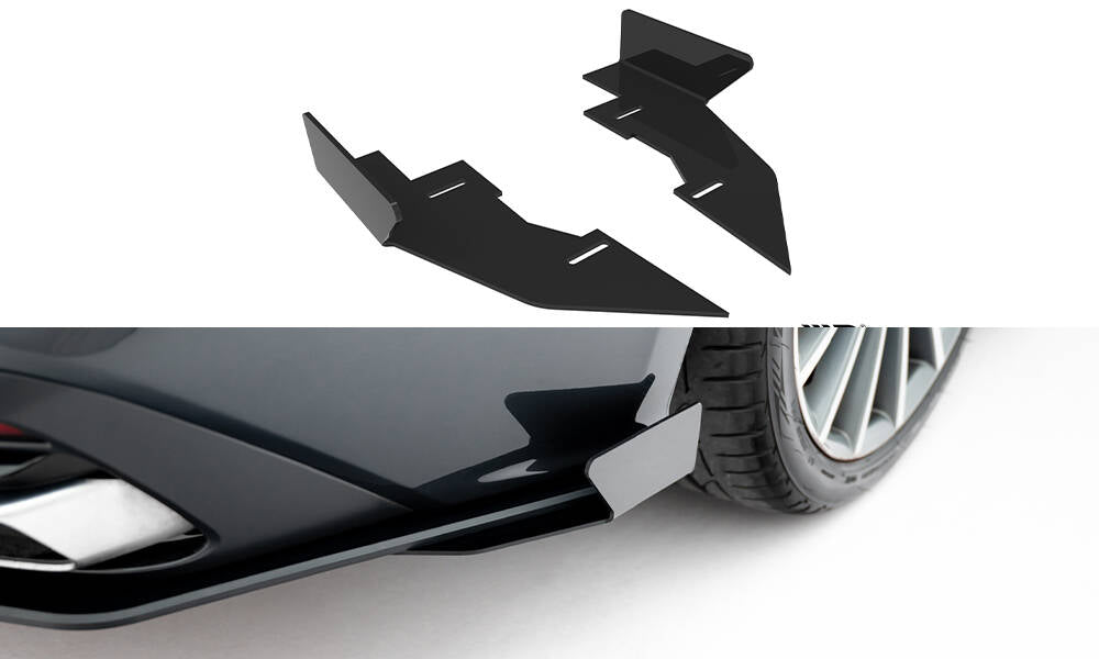 Hintere Seiten Flaps passend für Audi A5 F5 Facelift schwarz Hochglanz – Ansicht 2