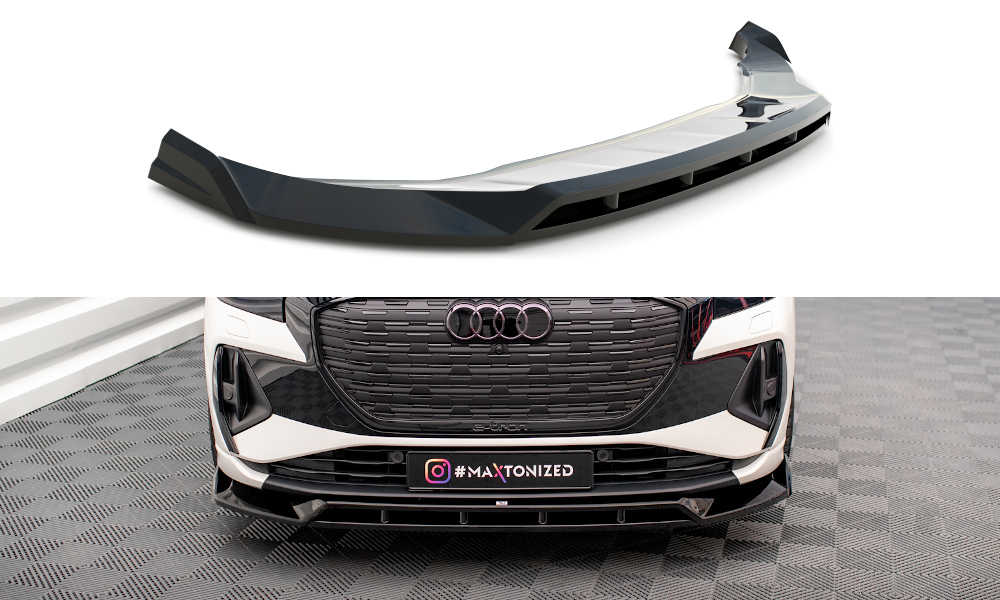 Street+ Spoilerlippe Front Ansatz V.2 passend für Audi Q4 e-tron Sportback S-line Mk1 schwarz Hochglanz – Ansicht 2