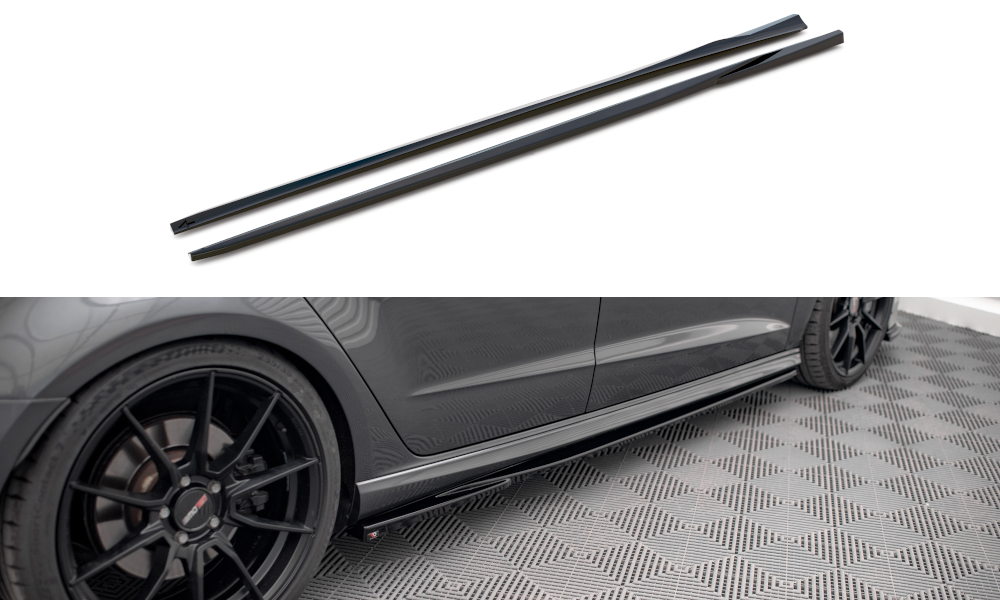 Street+ Seitenschweller Leisten V.2 passend für Audi S3 / A3 S-Line Sportback 8V / 8V Facelift schwarz Hochglanz – Ansicht 2