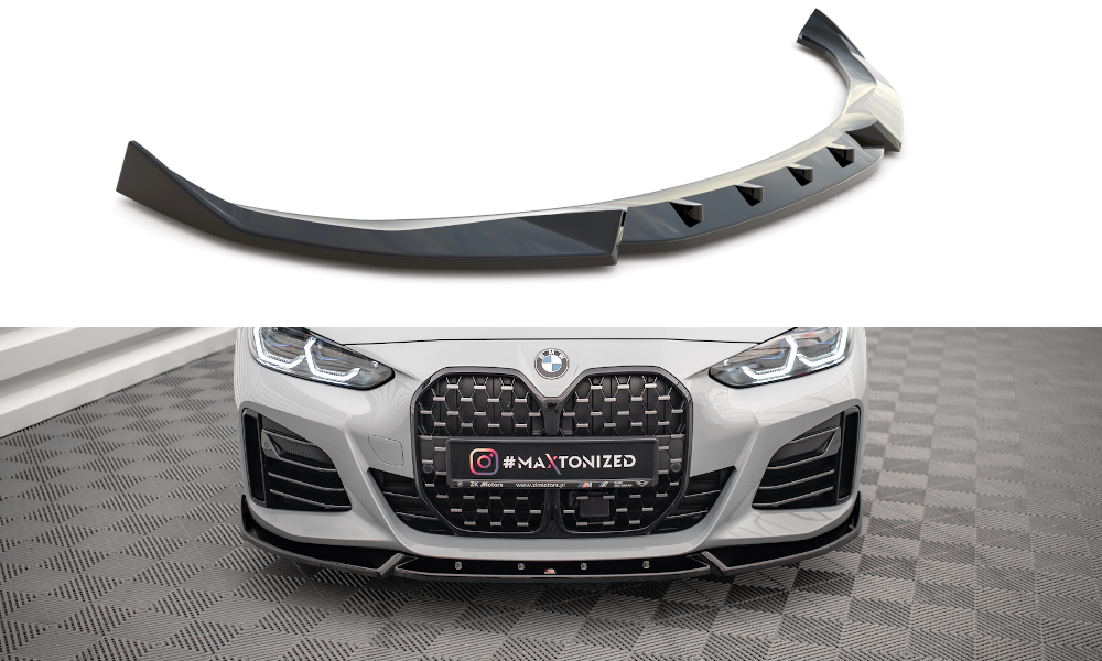 Street+ Spoilerlippe Front Ansatz V.2 passend für BMW 4er / i4 Gran Coupe M-Paket / M440i G26 schwarz Hochglanz – Ansicht 2