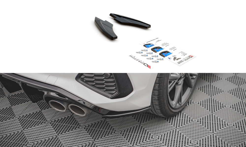 Heck Ansatz Flaps Diffusor V.2 passend für Audi S3 / A3 S-Line Sportback 8Y schwarz Hochglanz – Ansicht 2