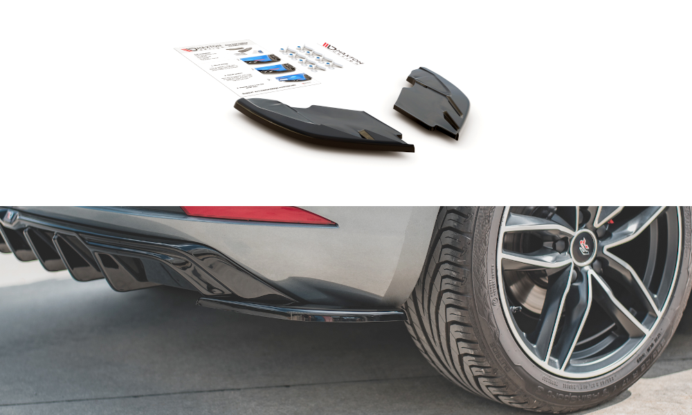 Heck Ansatz Flaps Diffusor passend für SEAT Leon Mk3 FR Facelift schwarz Hochglanz – Ansicht 2