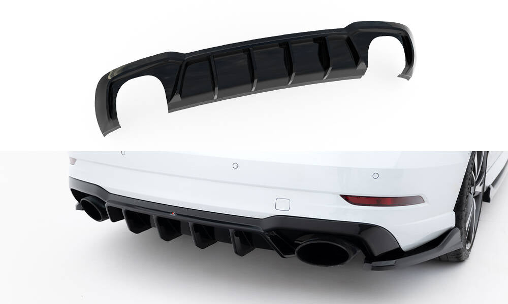 Diffusor Heck Ansatz V.2 passend für Audi RS3 Limousine 8V Facelift schwarz Hochglanz – Ansicht 2