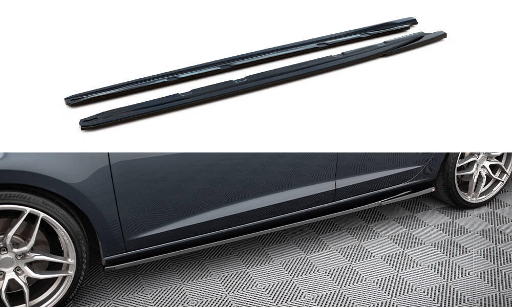 Street+ Seitenschweller Leisten passend für V.5 Seat Leon Cupra / FR Mk3 / Mk3 Facelift schwarz Hochglanz – Ansicht 2