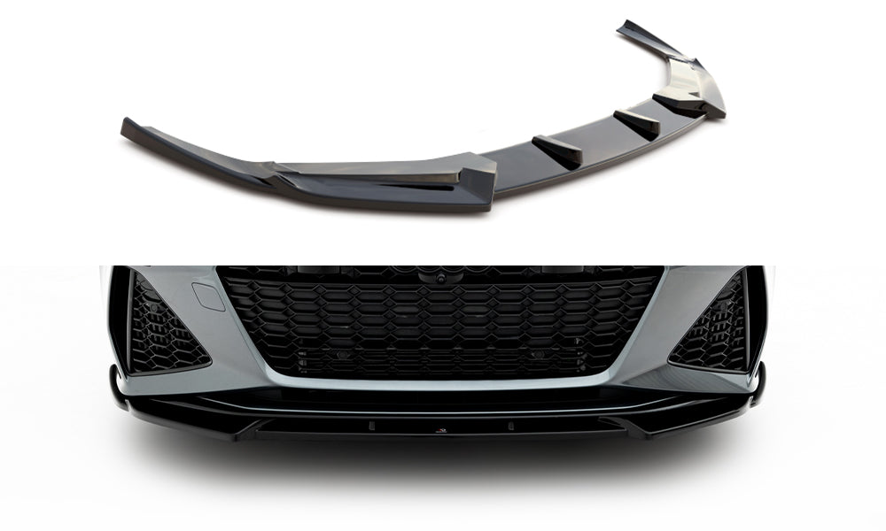 Street+ Spoilerlippe Front Ansatz V.1 passend für Audi RS6 C8 / C8 Facelift schwarz Hochglanz – Ansicht 2