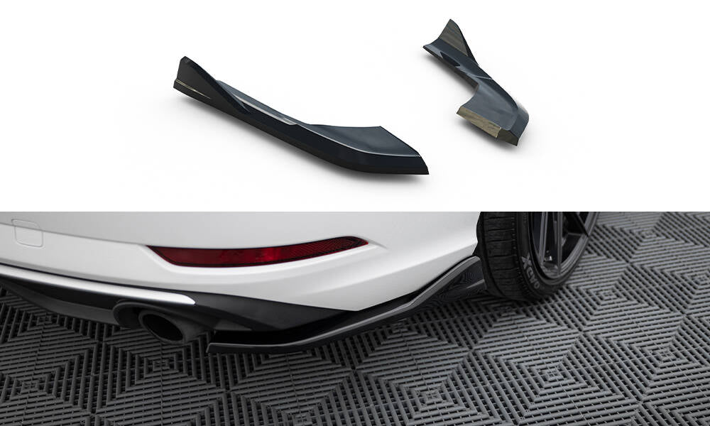 Heck Ansatz Flaps Diffusor V.1 passend für Audi A3 Limousine 8V Facelift schwarz Hochglanz – Ansicht 2