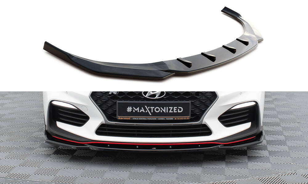 Street+ Spoilerlippe Front Ansatz V.4 passend für Hyundai I30 N Mk3 Hatchback/ Fastback schwarz Hochglanz – Ansicht 2