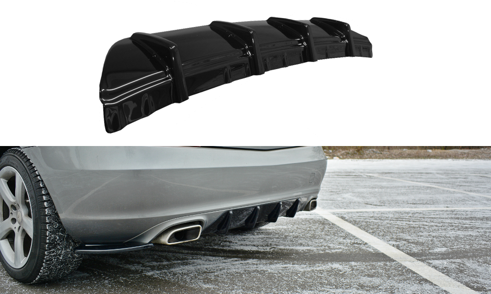 Diffusor Heck Ansatz passend für Mercedes SLK R172 schwarz Hochglanz – Ansicht 2