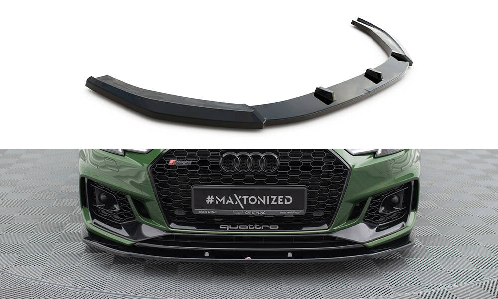 Street+ Spoilerlippe Front Ansatz V.1 passend für Audi RS4 B9 schwarz Hochglanz – Ansicht 2