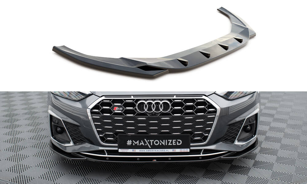 Street+ Spoilerlippe Front Ansatz V.1 passend für Audi S5 / A5 S-Line F5 Facelift schwarz Hochglanz – Ansicht 2