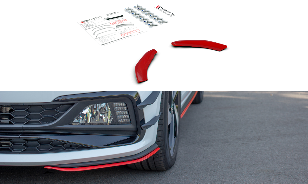 Street+ Spoilerlippe Front Ansatz passend für Seite VW Polo GTI / R-line Mk6 schwarz Hochglanz – Ansicht 2