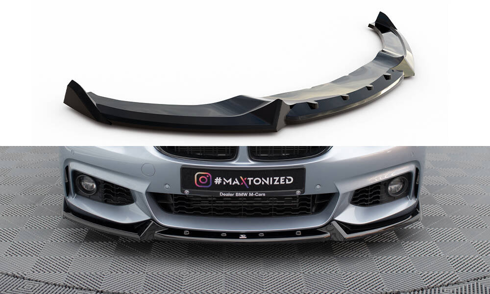 Street+ Spoilerlippe Front Ansatz V.4 passend für BMW 4er Coupe / Gran Coupe / Cabrio M-Paket F32 / F36 / F33 schwarz Hochglanz – Ansicht 2