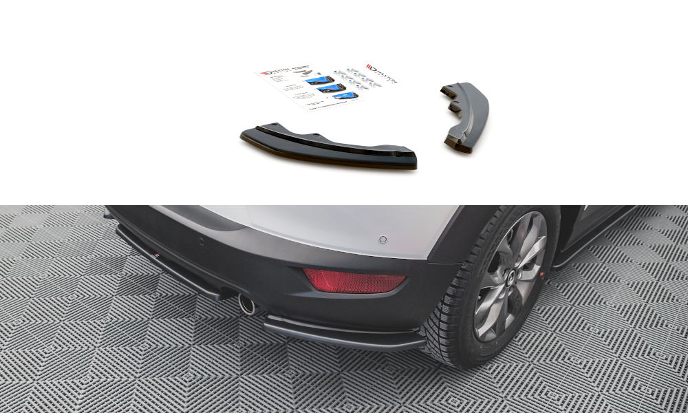 Heck Ansatz Flaps Diffusor passend für Mazda CX-3 schwarz Hochglanz – Ansicht 2
