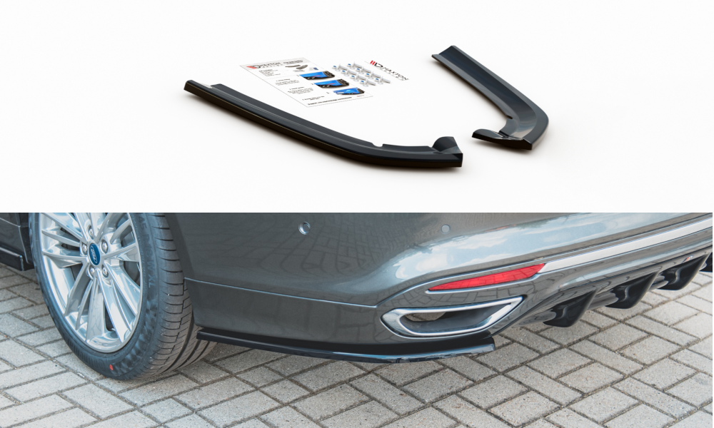 Heck Ansatz Flaps Diffusor passend für Ford Mondeo Vignale Mk5 Facelift schwarz Hochglanz – Ansicht 2