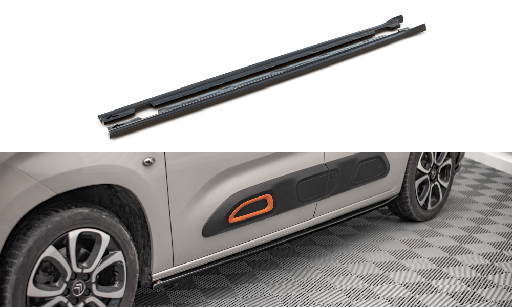 Street+ Seitenschweller Leisten passend für Citroen Berlingo Mk3 schwarz Hochglanz – Ansicht 2